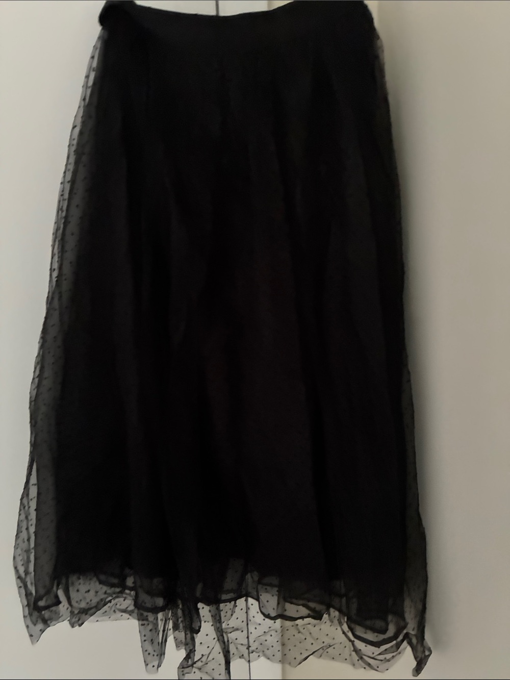 Astr Black Polka Dot Tulle Midi Skirt
